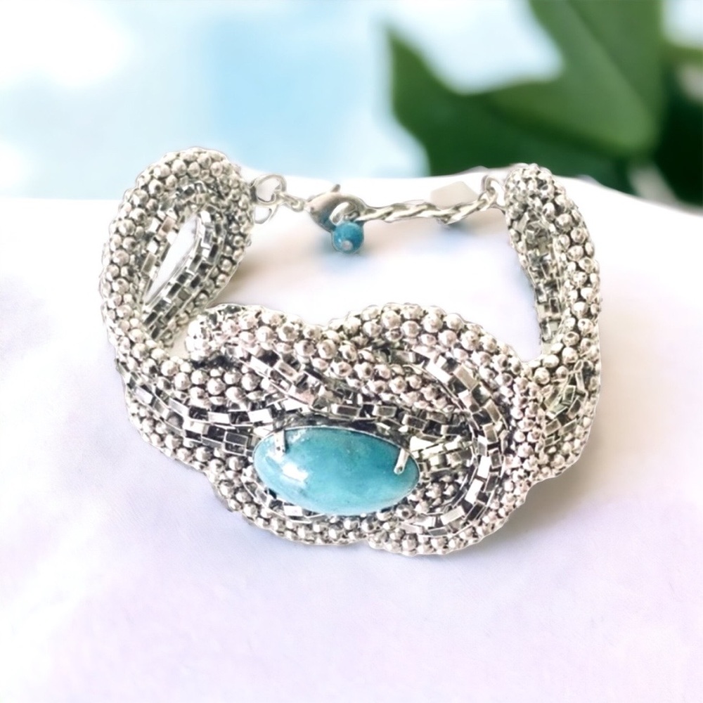 EXPRESS Silver and Turquoise Statement Bracelet